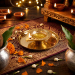 Metal Diya With Plate - Gold