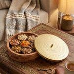 Wooden Storage Box With Floral Lid - Brown