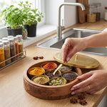 Wooden Storage Box With Floral Lid - Brown