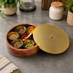 Wooden Storage Box With Floral Lid - Brown
