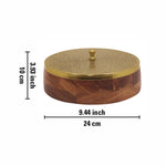 Wooden Storage Box With Lid - Brown & Gold