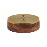 Wooden Storage Box With Lid - Brown & Gold