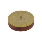 Wooden Storage Box With Lid - Brown & Gold