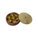 Wooden Storage Box With Lid - Brown & Gold