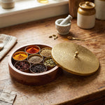 Wooden Storage Box With Lid - Brown & Gold