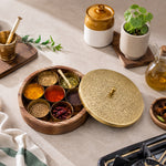 Wooden Storage Box With Lid - Brown & Gold
