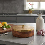Wooden Storage Box With Lid - Brown & Gold