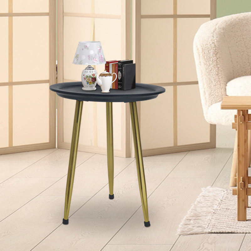 Tripod Wooden Side Table - Black & Gold