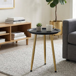 Tripod Wooden Side Table - Black & Gold
