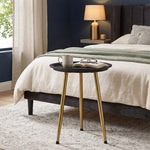 Tripod Wooden Side Table - Black & Gold