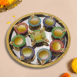 Diya Set With Thali For Décor And Pooja (Multicolor)