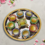 Diya Set With Thali For Décor And Pooja (Multicolor)