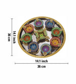 Diya Set With Thali For Décor And Pooja (Multicolor)