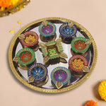 Diya Set With Thali For Décor And Pooja (Multicolor)