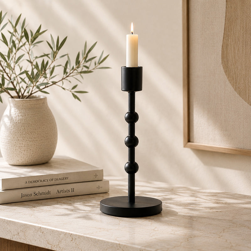 Metal Candle Holder - Black