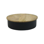 Metal Storage Box With Wooden Lid - Black