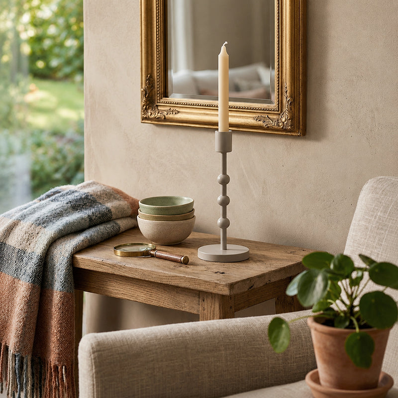 Metal Candle Holder - Grey