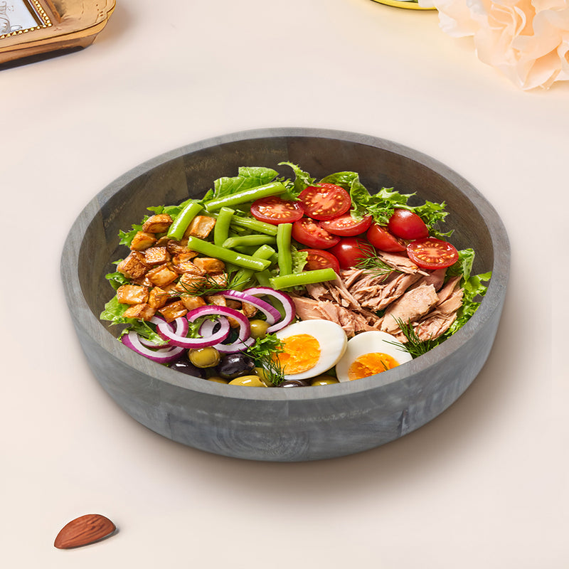 Quirk Wooden Serving Bowl - White