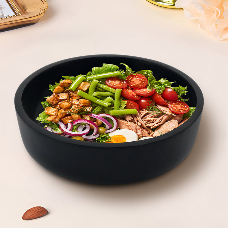 Quirk Wooden Serving Bowl - Black