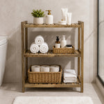 Wooden Storage Rack With 3 Shelves, Large - Natural