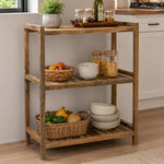 Wooden Storage Rack With 3 Shelves, Large - Natural