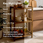 Wooden Storage Rack With 3 Shelves, Medium - Natural