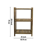 Wooden Storage Rack With 3 Shelves, Medium - Natural