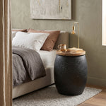 Shell Hammered Side Table With Storage - Black