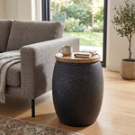 Shell Hammered Side Table With Storage - Black