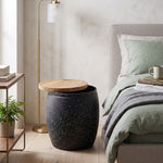 Shell Hammered Side Table With Storage - Black