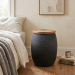 Shell Hammered Side Table With Storage - Black