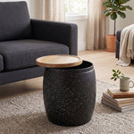Shell Hammered Side Table With Storage - Black
