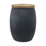 Shell Hammered Side Table With Storage - Black