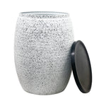 Shell Hammered Side Table With Storage - White