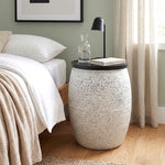 Shell Hammered Side Table With Storage - White