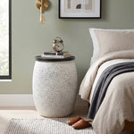 Shell Hammered Side Table With Storage - White