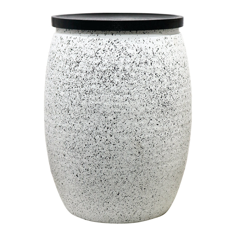 Shell Hammered Side Table With Storage - White