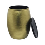 Shell Hammered Side Table With Storage - Gold