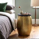 Shell Hammered Side Table With Storage - Gold