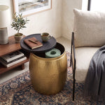 Shell Hammered Side Table With Storage - Gold