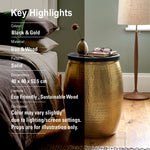 Shell Hammered Side Table With Storage - Gold