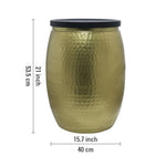 Shell Hammered Side Table With Storage - Gold