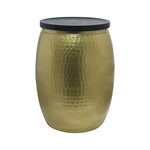 Shell Hammered Side Table With Storage - Gold