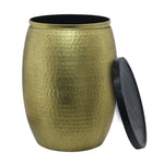 Shell Hammered Side Table With Storage - Gold-Speckle