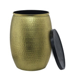 Shell Hammered Side Table With Storage - Gold-Speckle
