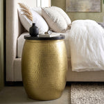 Shell Hammered Side Table With Storage - Gold-Speckle