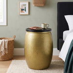 Shell Hammered Side Table With Storage - Gold-Speckle