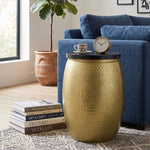 Shell Hammered Side Table With Storage - Gold-Speckle