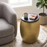 Shell Hammered Side Table With Storage - Gold-Speckle