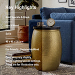 Shell Hammered Side Table With Storage - Gold-Speckle